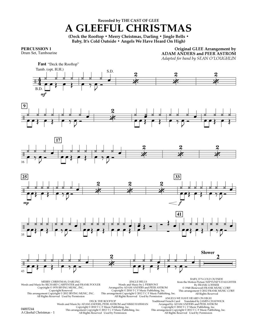 A Gleeful Christmas - Percussion 1 Concert Band scores gallery preview page 1