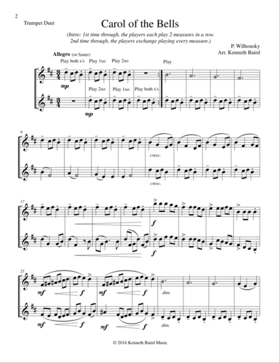 Christmas Duets, Volume 2, for Trumpets Trumpet Duet scores gallery preview page 2