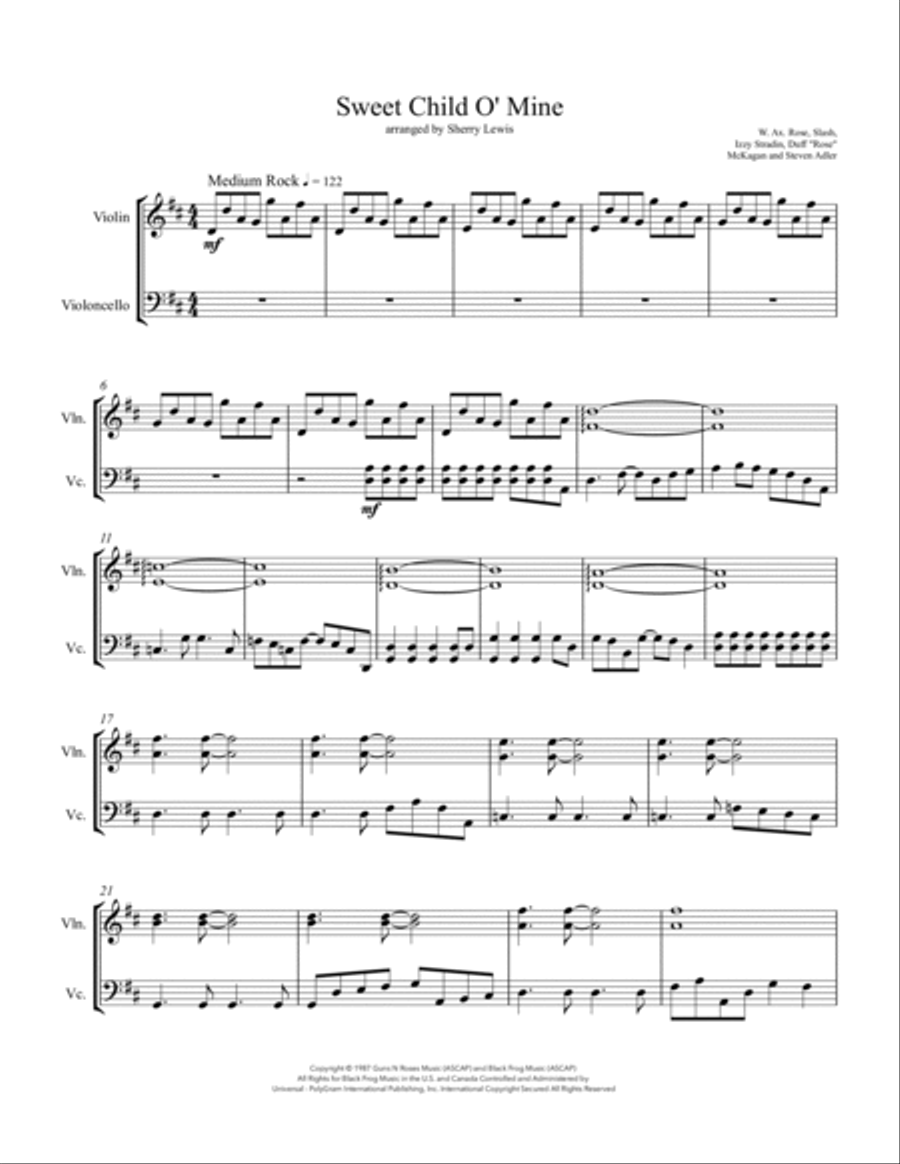 Sweet Child O' Mine String Duet scores gallery preview page 4