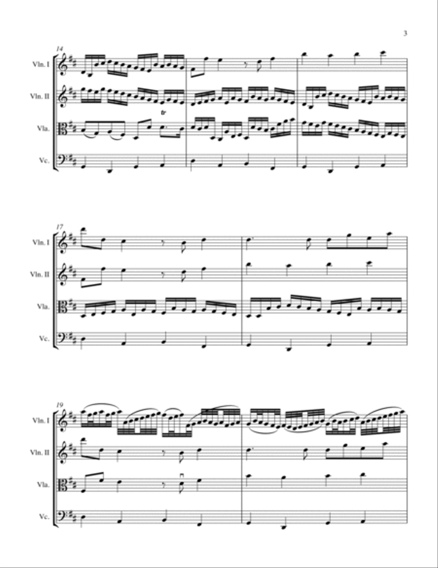 CANON IN D String Quartet, Intermediate Level for 2 violins, viola and cello String Quartet scores gallery preview page 5