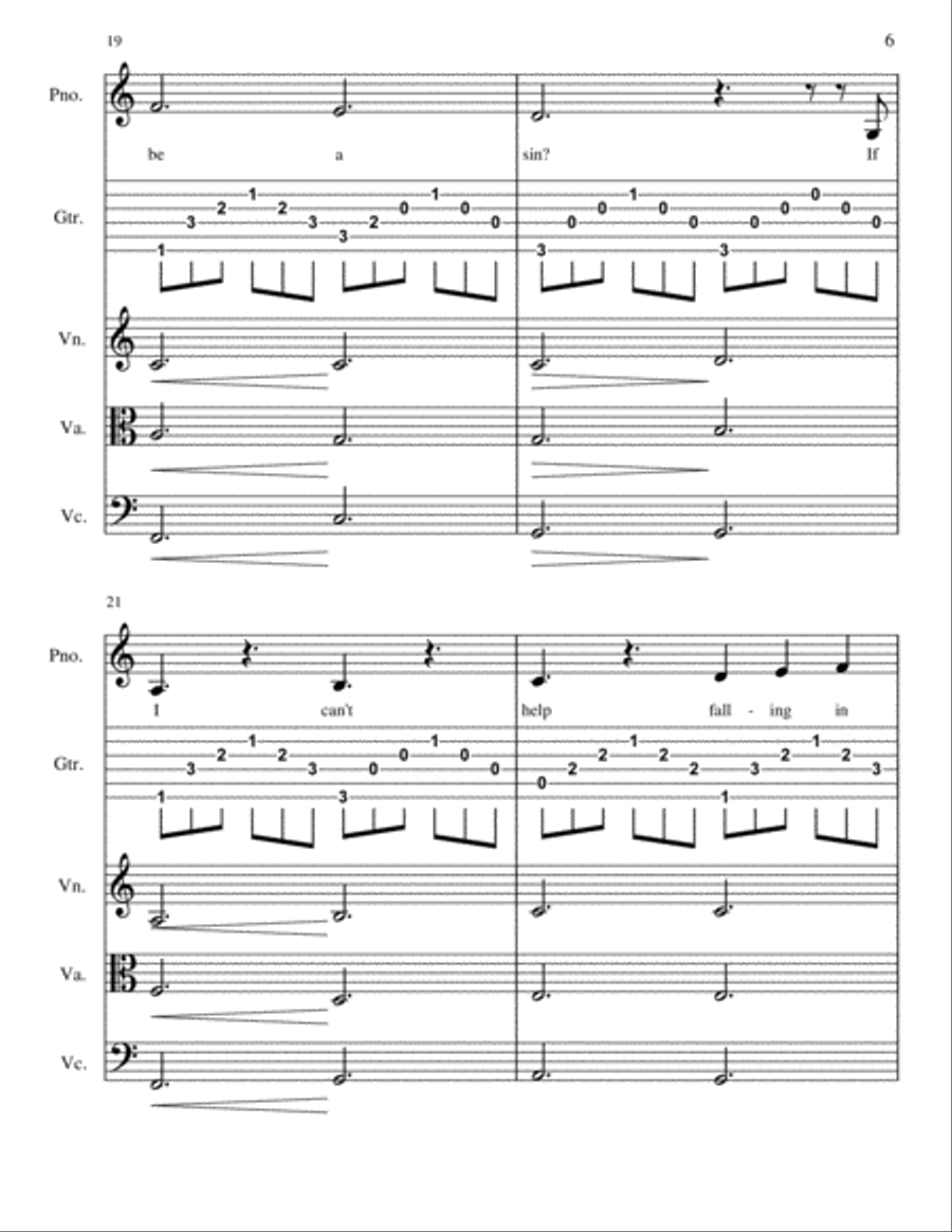Can't Help Falling In Love Set of Parts scores gallery preview page 6