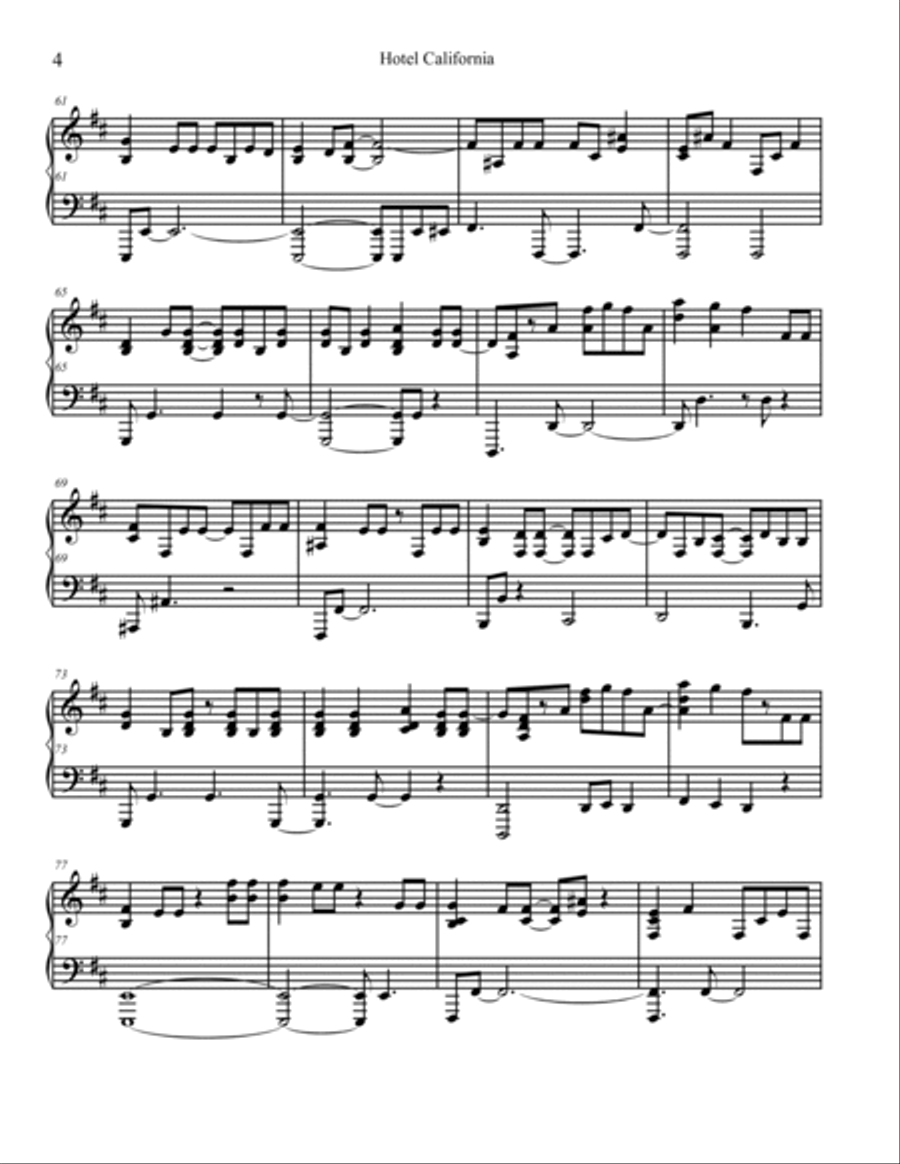 Hotel California Piano Solo scores gallery preview page 4