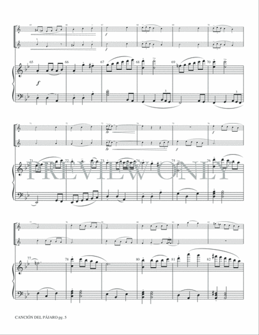 Canción del Pájaro (Song of the Bird) Trumpet Duet scores gallery preview page 7