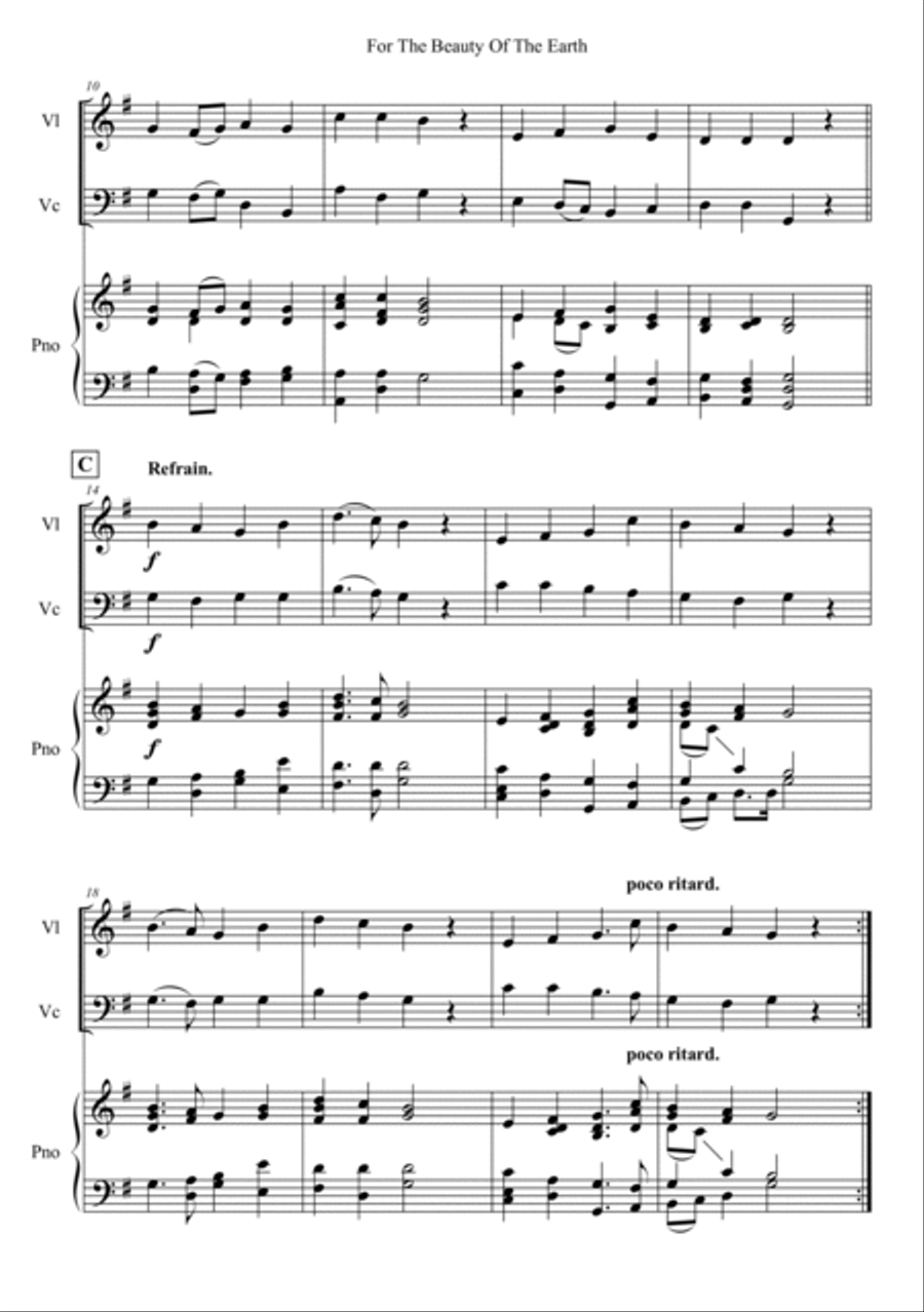 For The Beauty Of The Earth Piano Trio scores gallery preview page 2
