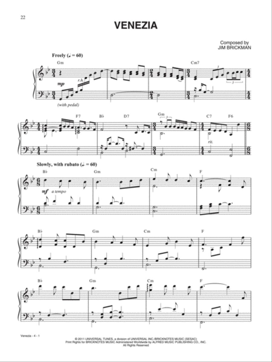 Venezia Venezia Piano Solo scores gallery preview page 1