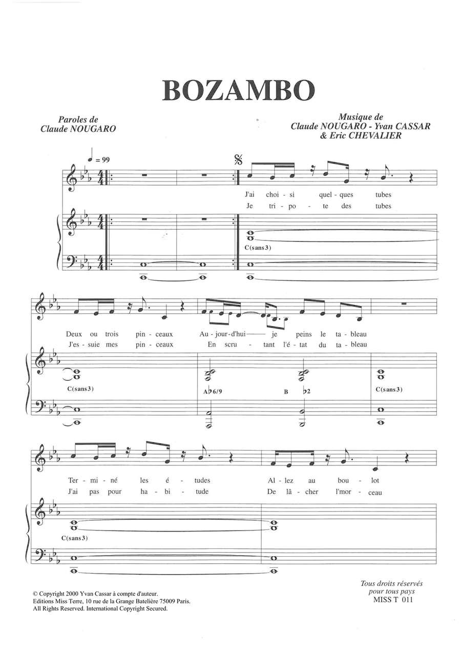 Bozambo Piano, Vocal scores gallery preview page 1