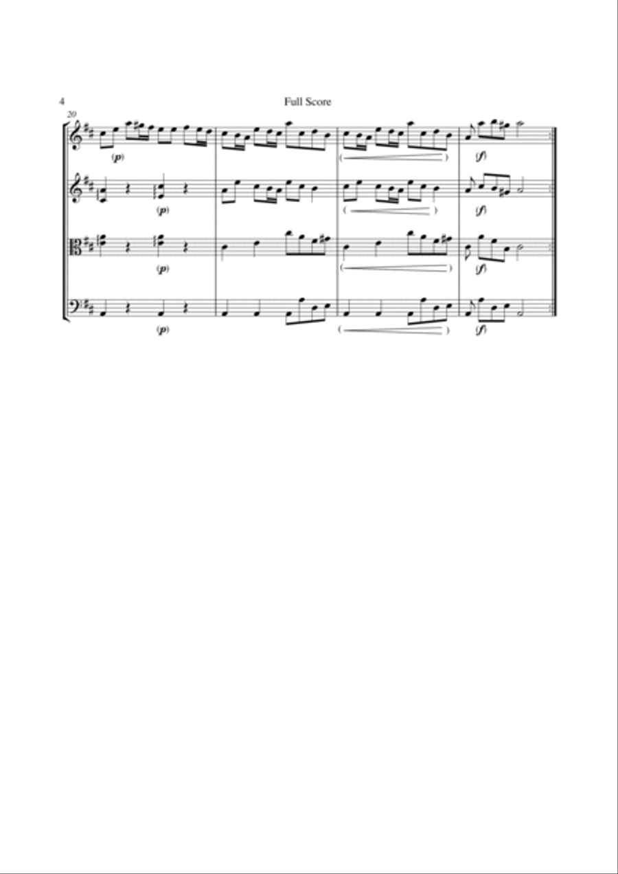 CONCERTO IN D MAJOR FOR 2 VIOLINS, LUTE AND BASSO CONTINUO, F.XII NO.15, 3rd Mov. STRING QUARTET String Quartet scores gallery preview page 6