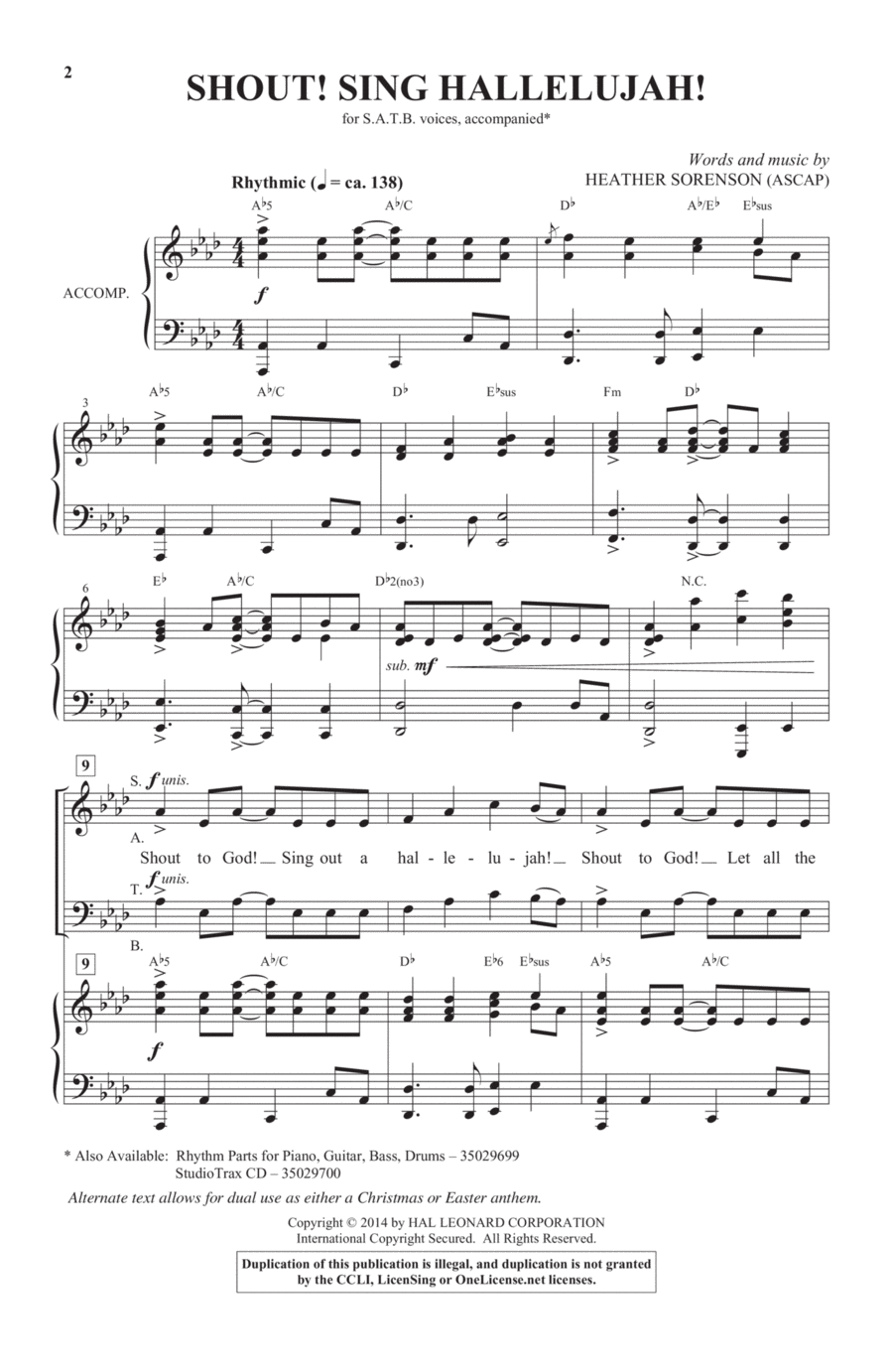 Shout! Sing Hallelujah Shout! Sing Hallelujah 4-Part scores gallery preview page 1