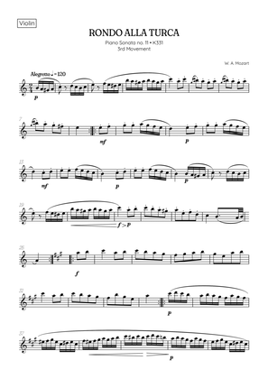 Book cover for Rondo Alla Turca (Turkish March) • violin sheet music