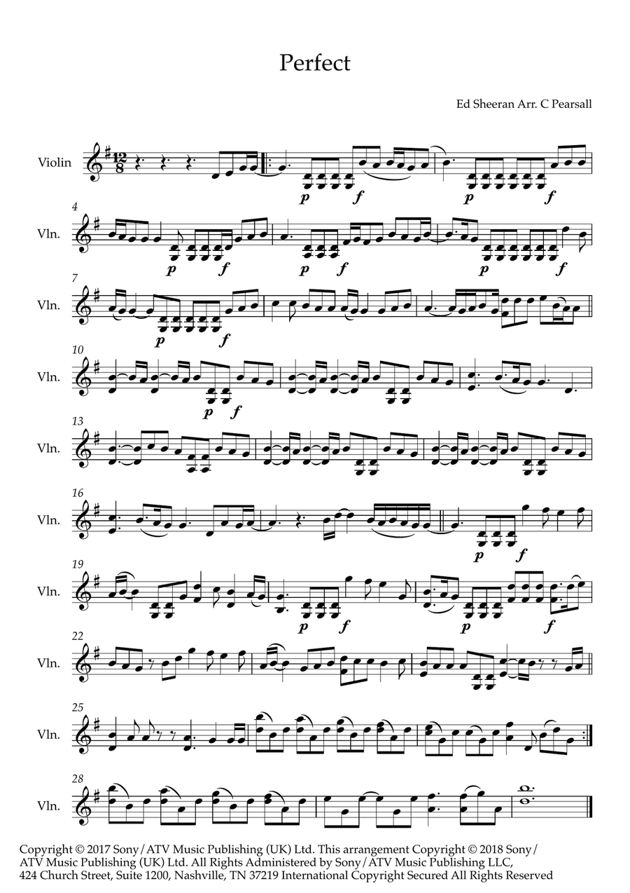 Perfect Violin Solo scores gallery preview page 1