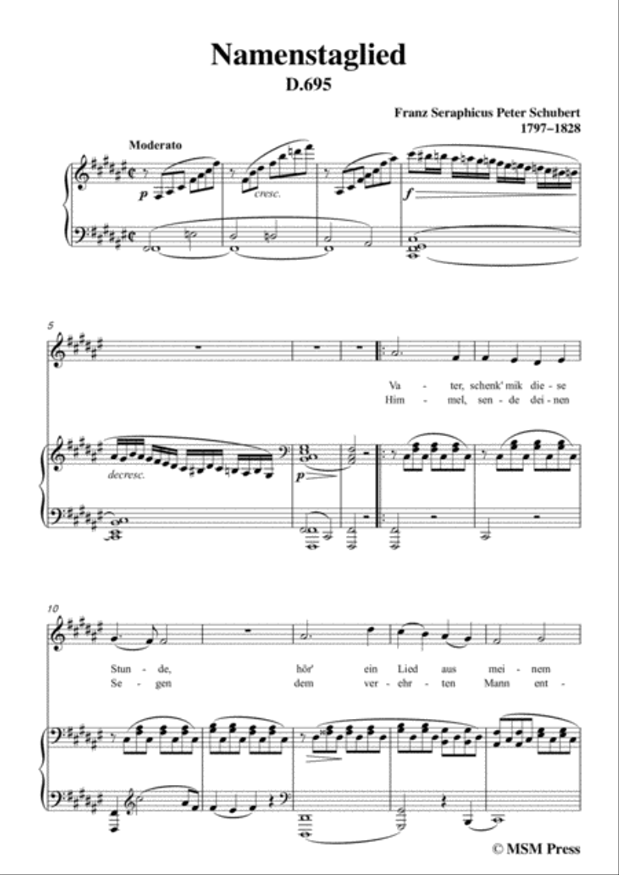 Schubert-Namenstaglied,in F sharp Major,from 'Madrigali',for Voice&Piano Voice scores gallery preview page 3