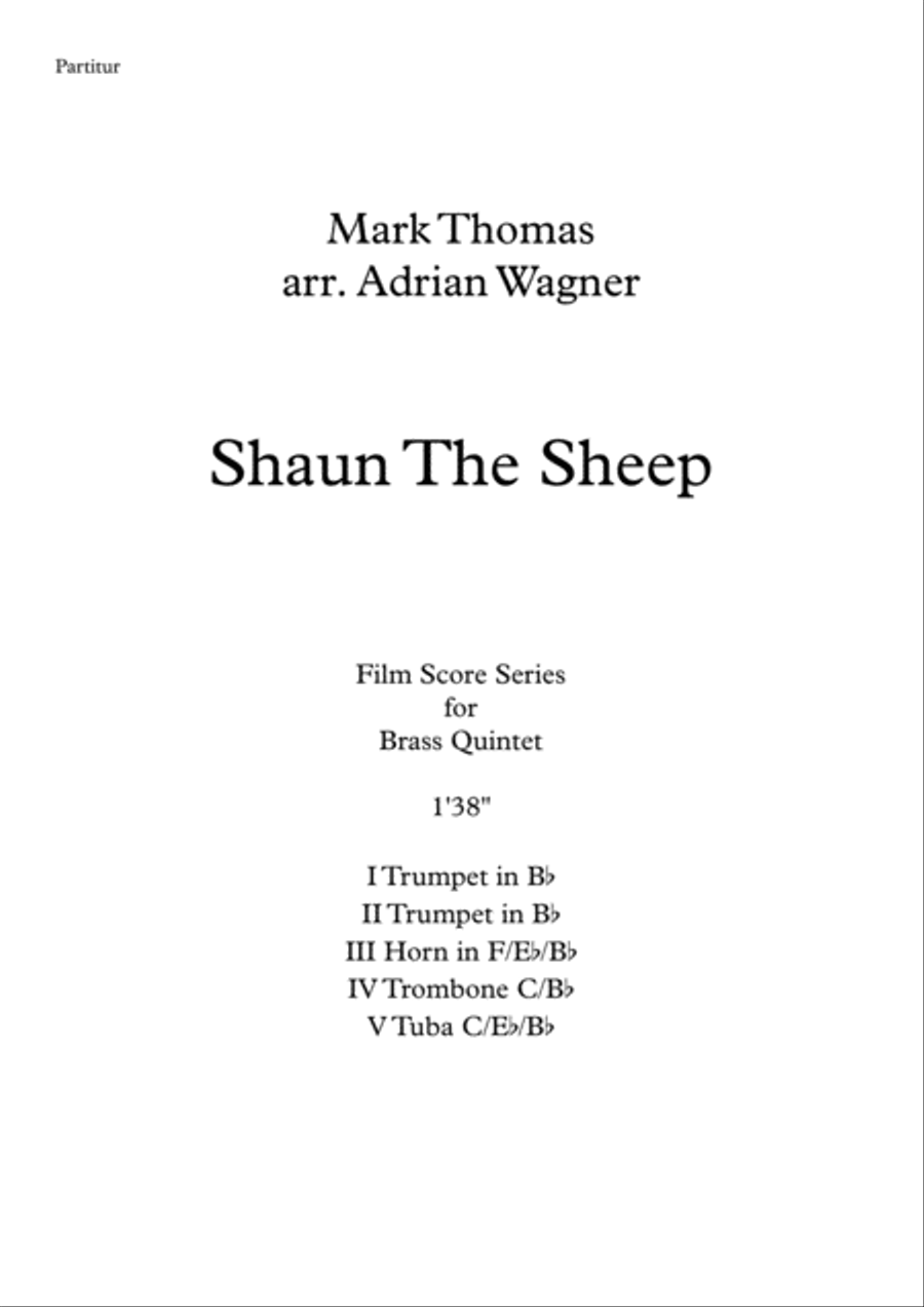 Shaun The Sheep Shaun The Sheep Brass Quintet scores gallery preview page 2