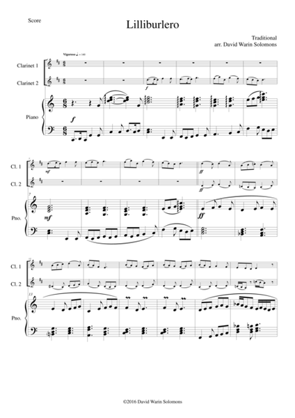 Lilliburlero for 2 clarinets and piano image number null