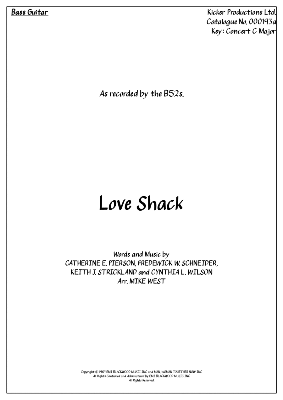 Love Shack Bass Guitar scores gallery preview page 1