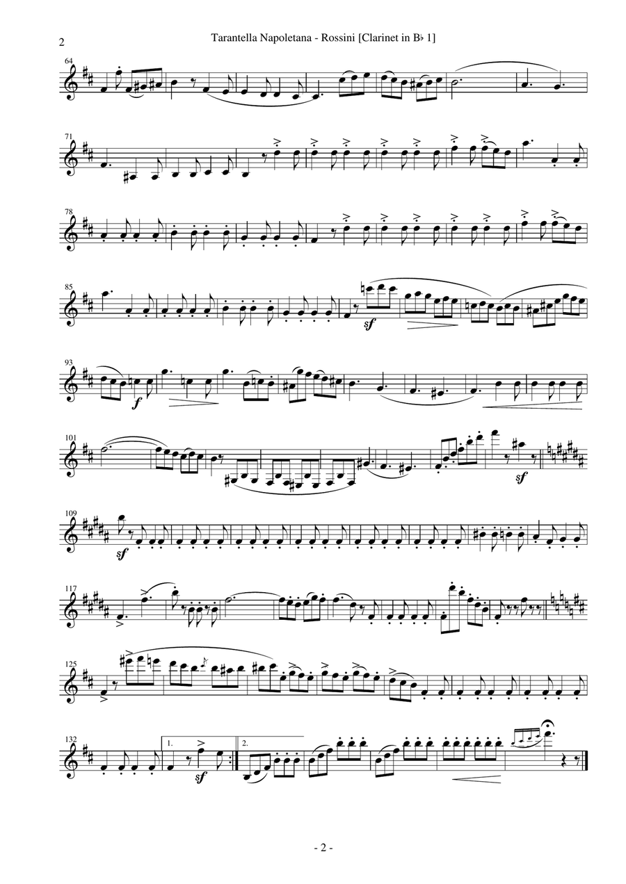 Tarantella Napoletana, La Danza (Clarinet Quartet) Clarinet Quartet scores gallery preview page 2