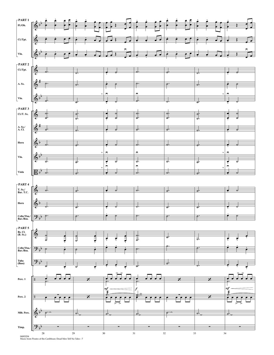 Music from Pirates of the Caribbean: Dead Men Tell No Tales - Conductor Score (Full Score) Concert Band scores gallery preview page 6