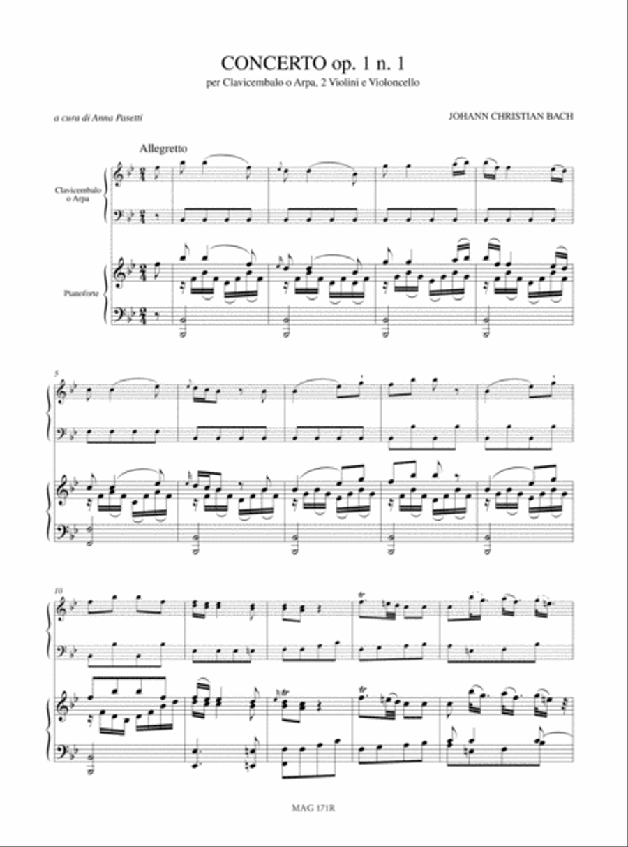 Concerto Op. 1 No. 1 for Harpsichord or Harp, 2 Violins and Violoncello Harp scores gallery preview page 2