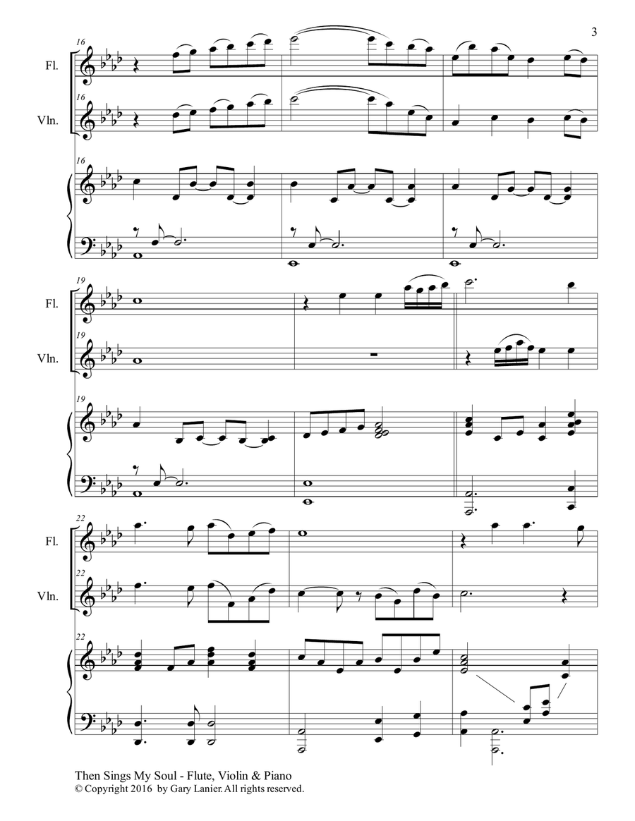 Trios for 3 GREAT HYMNS (Flute & Violin with Piano and Parts) Flute scores gallery preview page 4