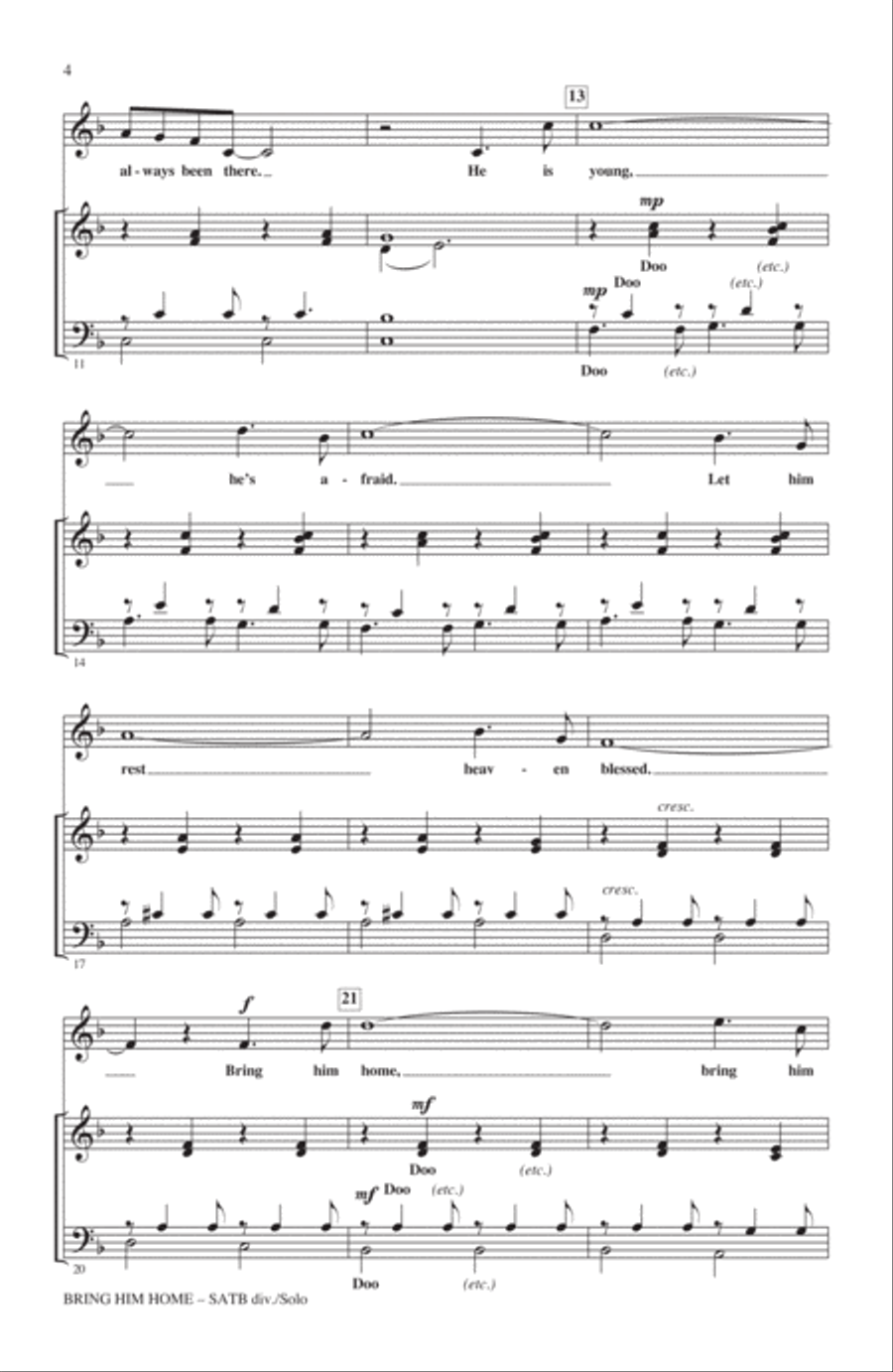 Bring Him Home (from Les Miserables) (arr. Steve Zegree) 4-Part scores gallery preview page 2