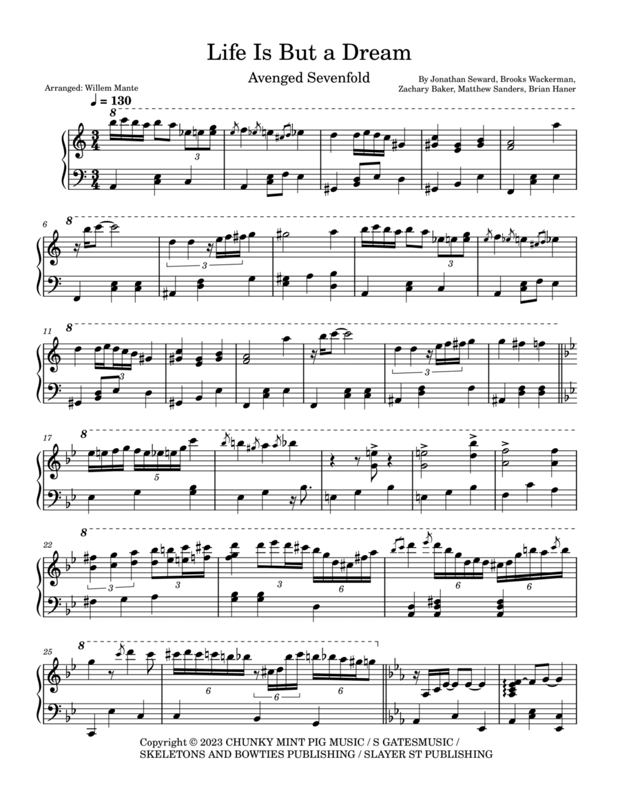 Life Is But A Dream Piano Solo scores gallery preview page 1