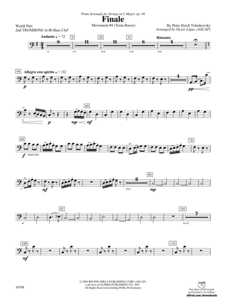 Finale (from Serenade for Strings in C Major, Op. 48, Movement #4 (Terma Russo)): (wp) 2nd B-flat Trombone B.C.
