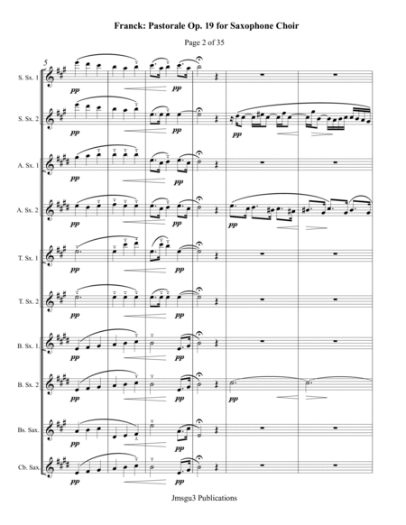 Franck: Pastorale Op. 19 for Saxophone Choir image number null