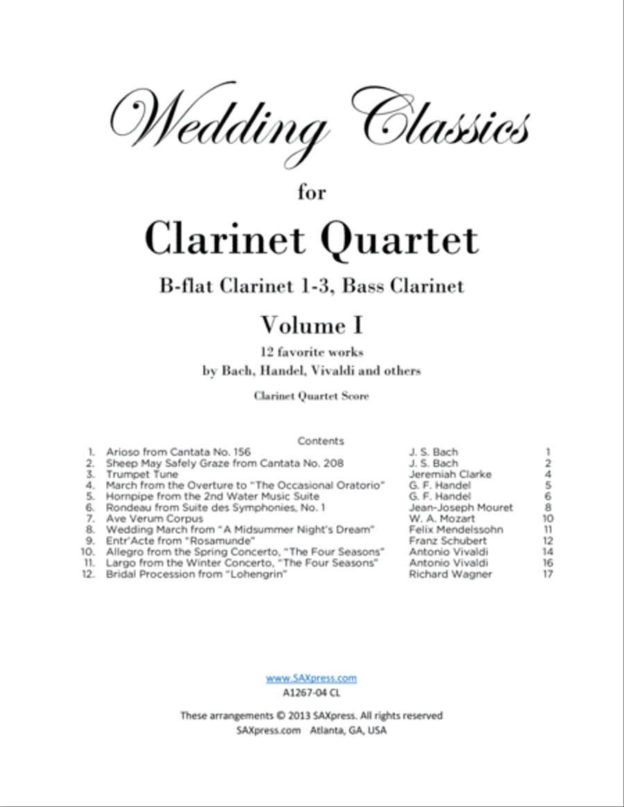 Wedding Classics for Clarinet Quartet Clarinet Quartet scores gallery preview page 3