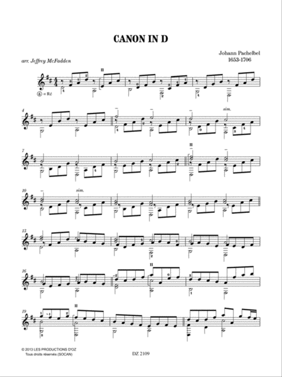 Canon in D Classical Guitar scores gallery preview page 2
