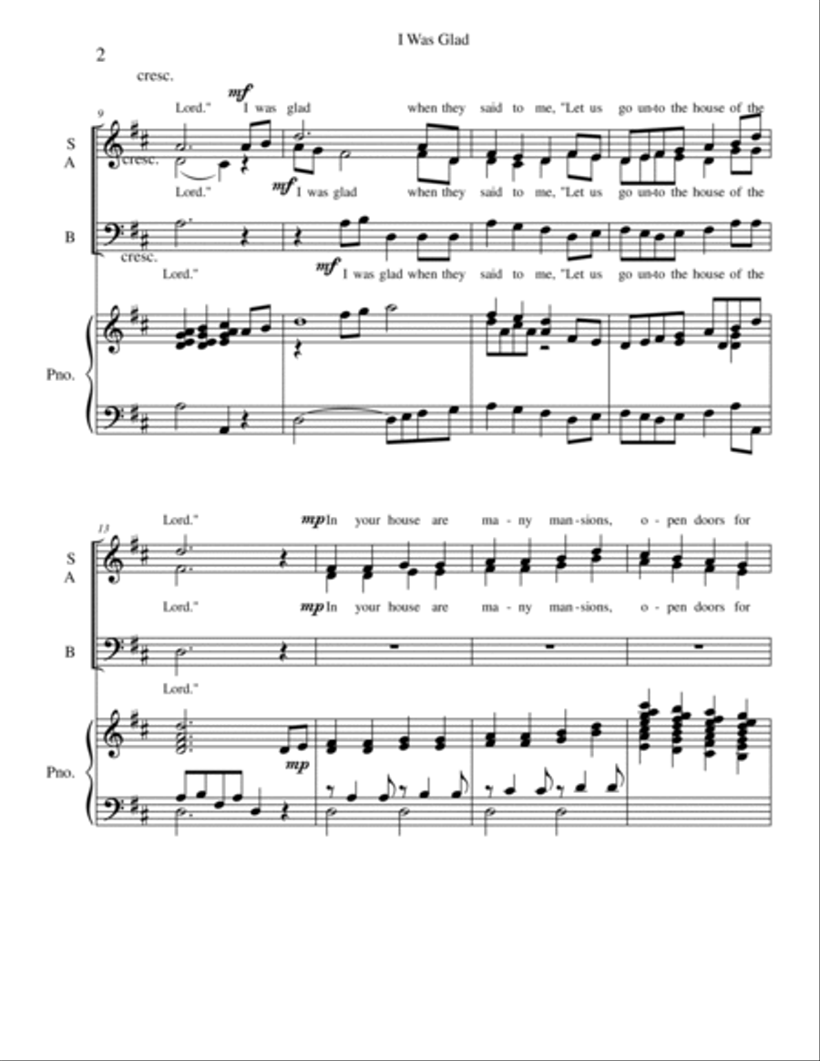 I Was Glad 3-Part scores gallery preview page 3