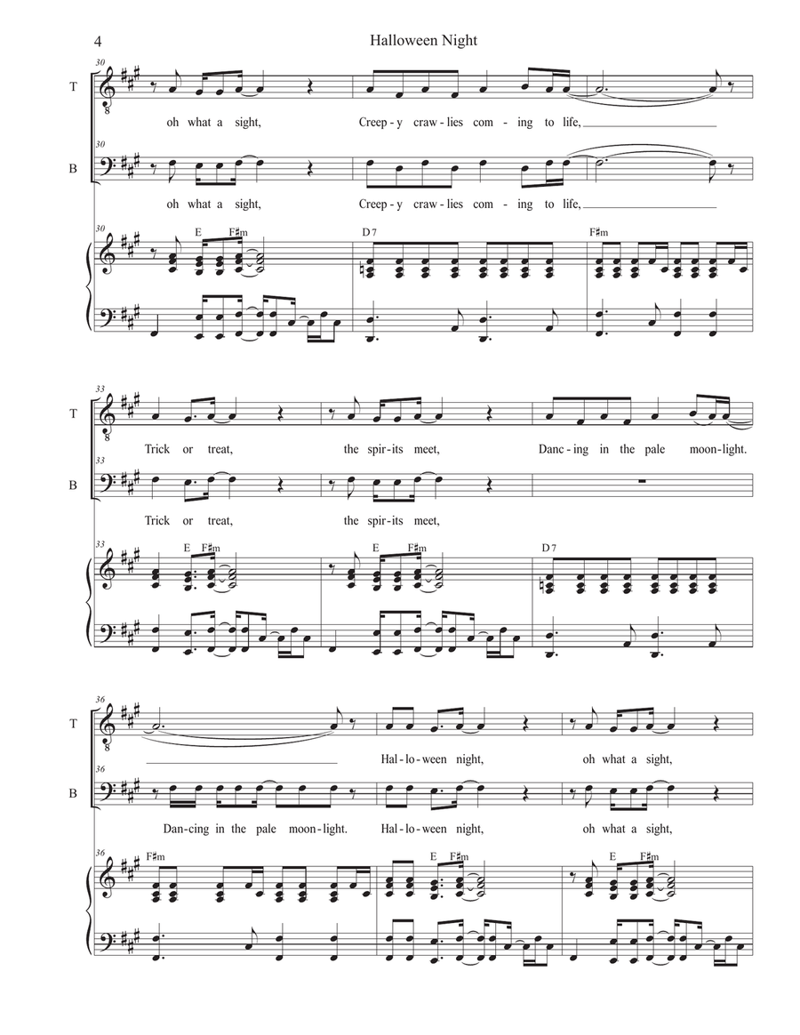 Halloween Night (Duet for Tenor and Bass solo) Tenor Voice scores gallery preview page 4