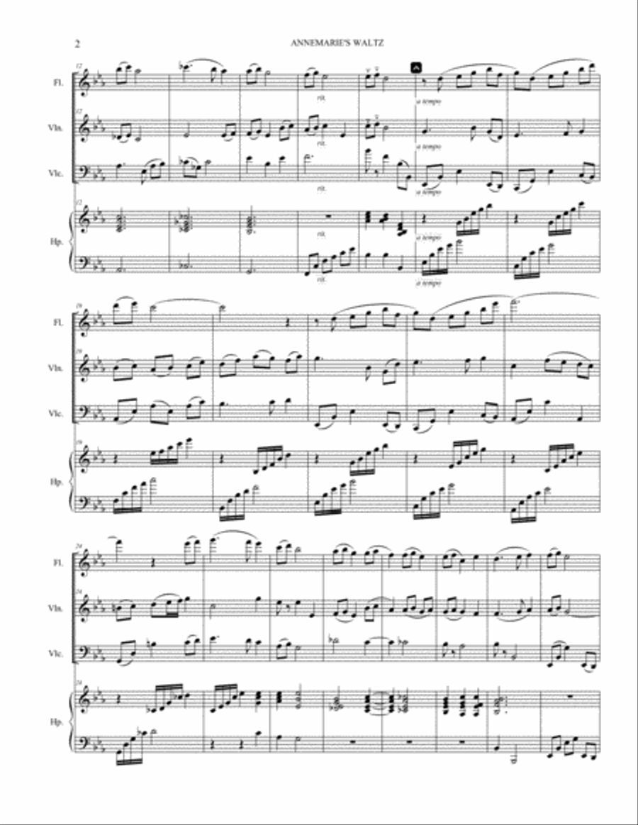 AnnMarie's Waltz (with harp/keyboard) Small Ensemble scores gallery preview page 3