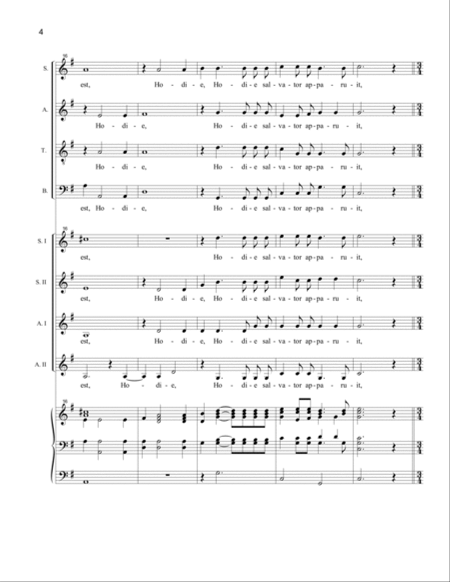 Hodie Christus Natus Est (SATB-SSAA double choir) SSAA scores gallery preview page 4