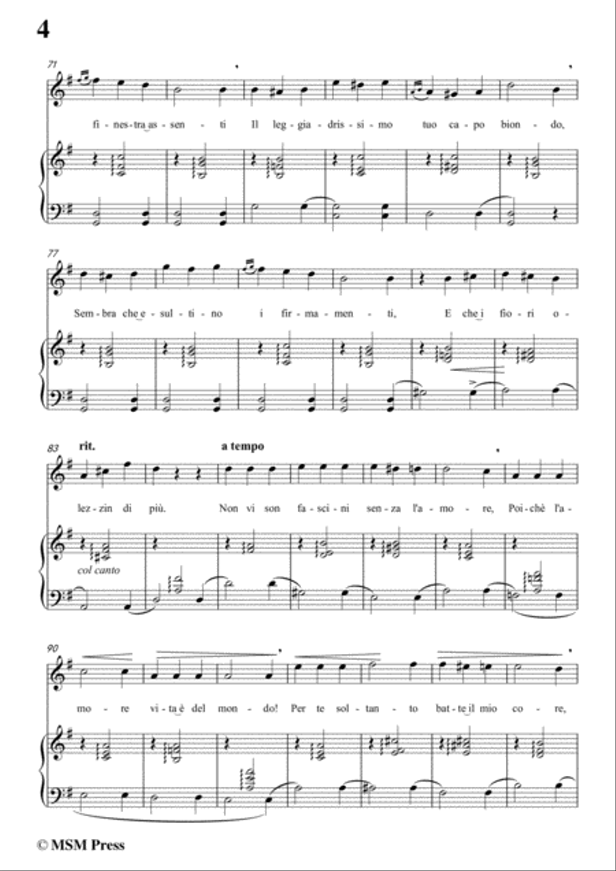 Tosti-Senza di te! In G Major,for voice and piano Voice Solo scores gallery preview page 6