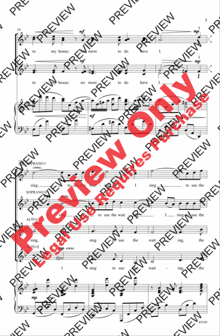 I Sing to Use the Waiting SSAA scores gallery preview page 4