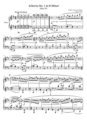 Chopin - Scherzo No.1 Op.20 in B Minor - Original With Fingered - For Piano Solo