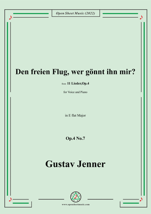 Book cover for Jenner-Den freien Flug,wer gönnt ihn mir?,in E flat Major,Op.4 No.7