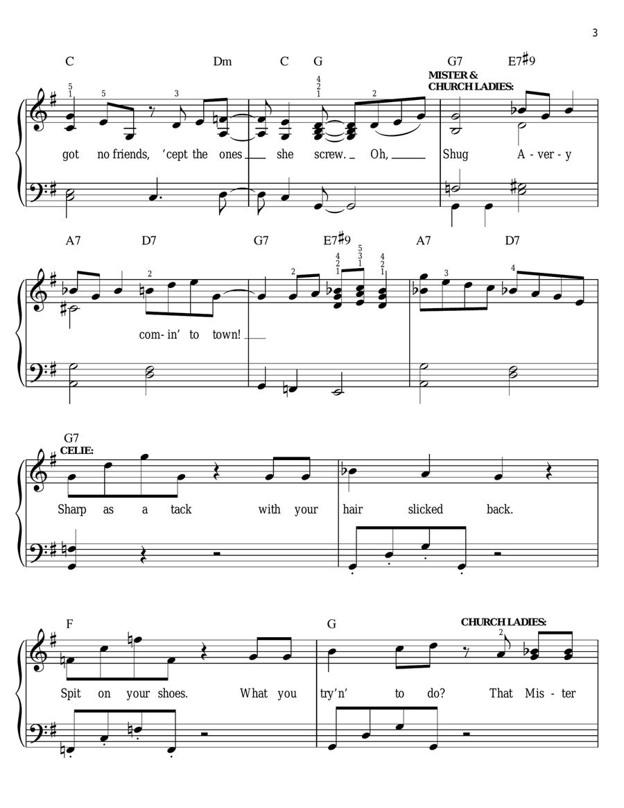 Shug Avery Comin' To Town Voice scores gallery preview page 3