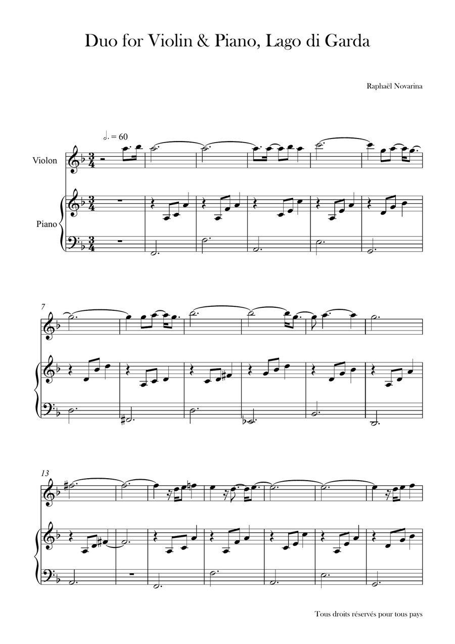 Duo for Violin & Piano, Lago di Garda Violin scores gallery preview page 1