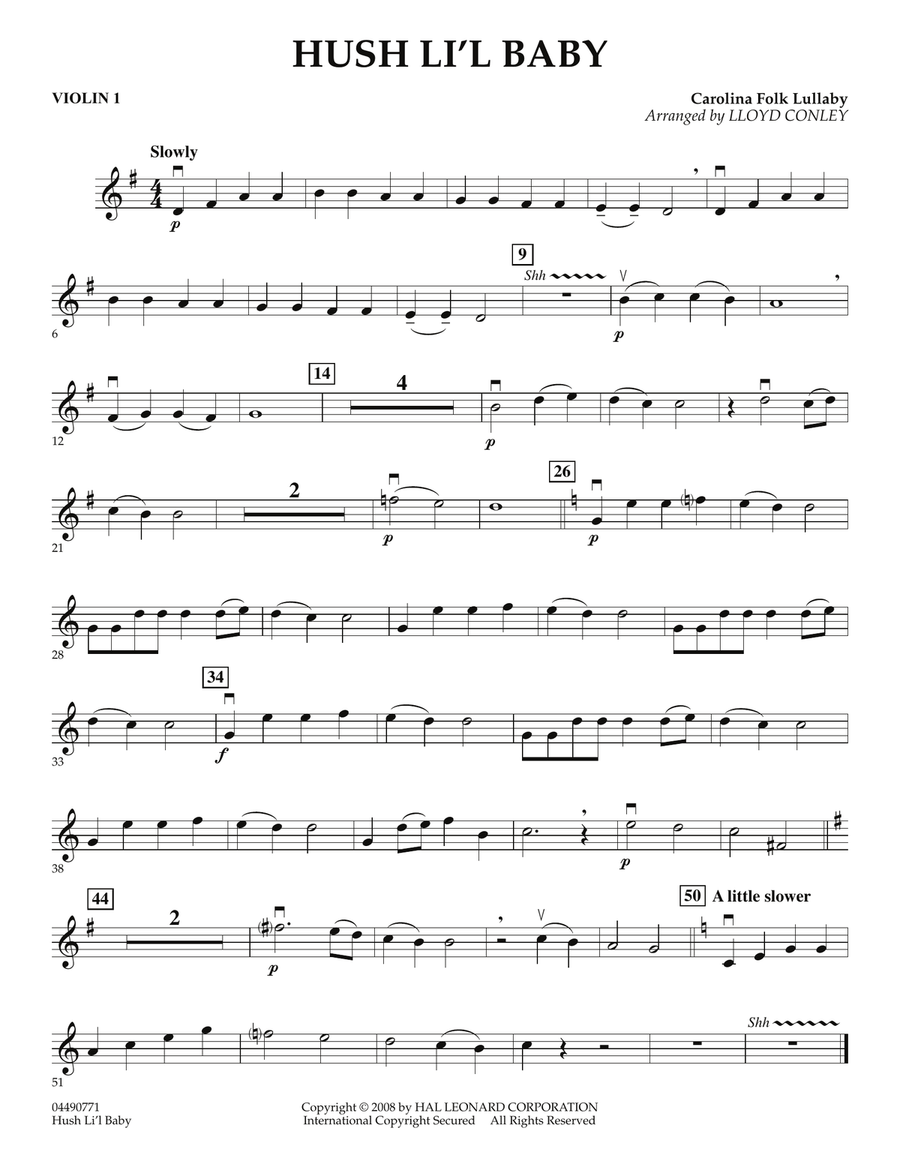 Hush Li'l Baby - Violin 1 Orchestra scores gallery preview page 1