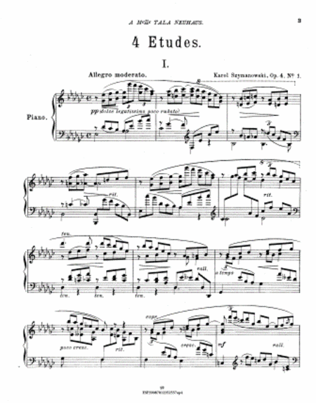 4 etudes : pour piano : op. 4.