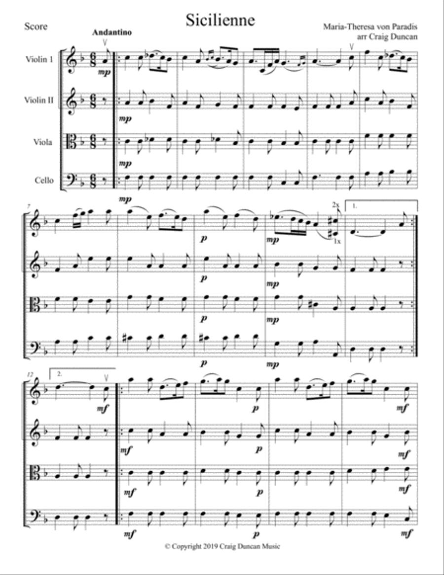 Sicilienne String Quartet scores gallery preview page 2