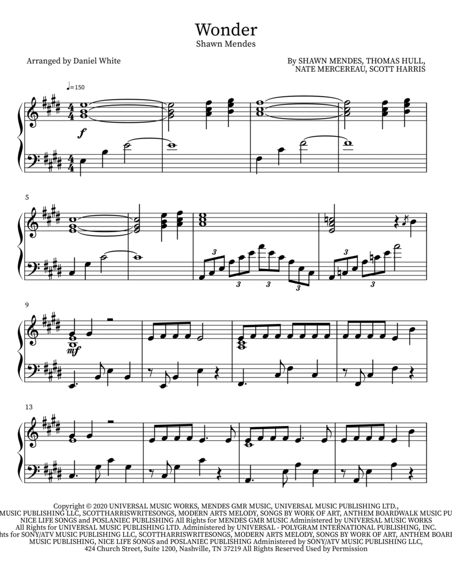 Wonder Wonder Piano Solo scores gallery preview page 1
