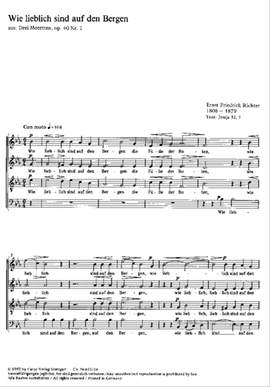 Wie lieblich sind auf den Bergen 4-Part scores gallery preview page 1