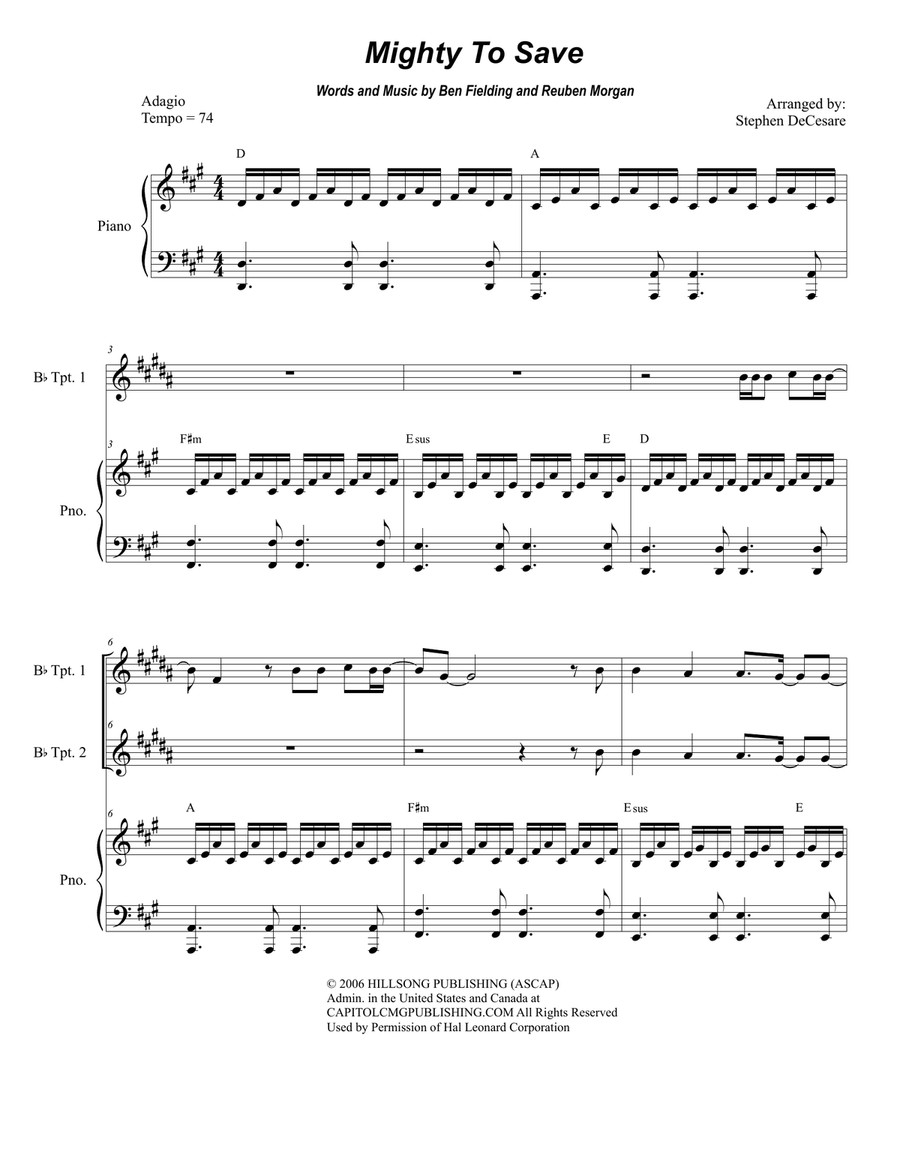 Mighty To Save Trumpet Duet scores gallery preview page 1