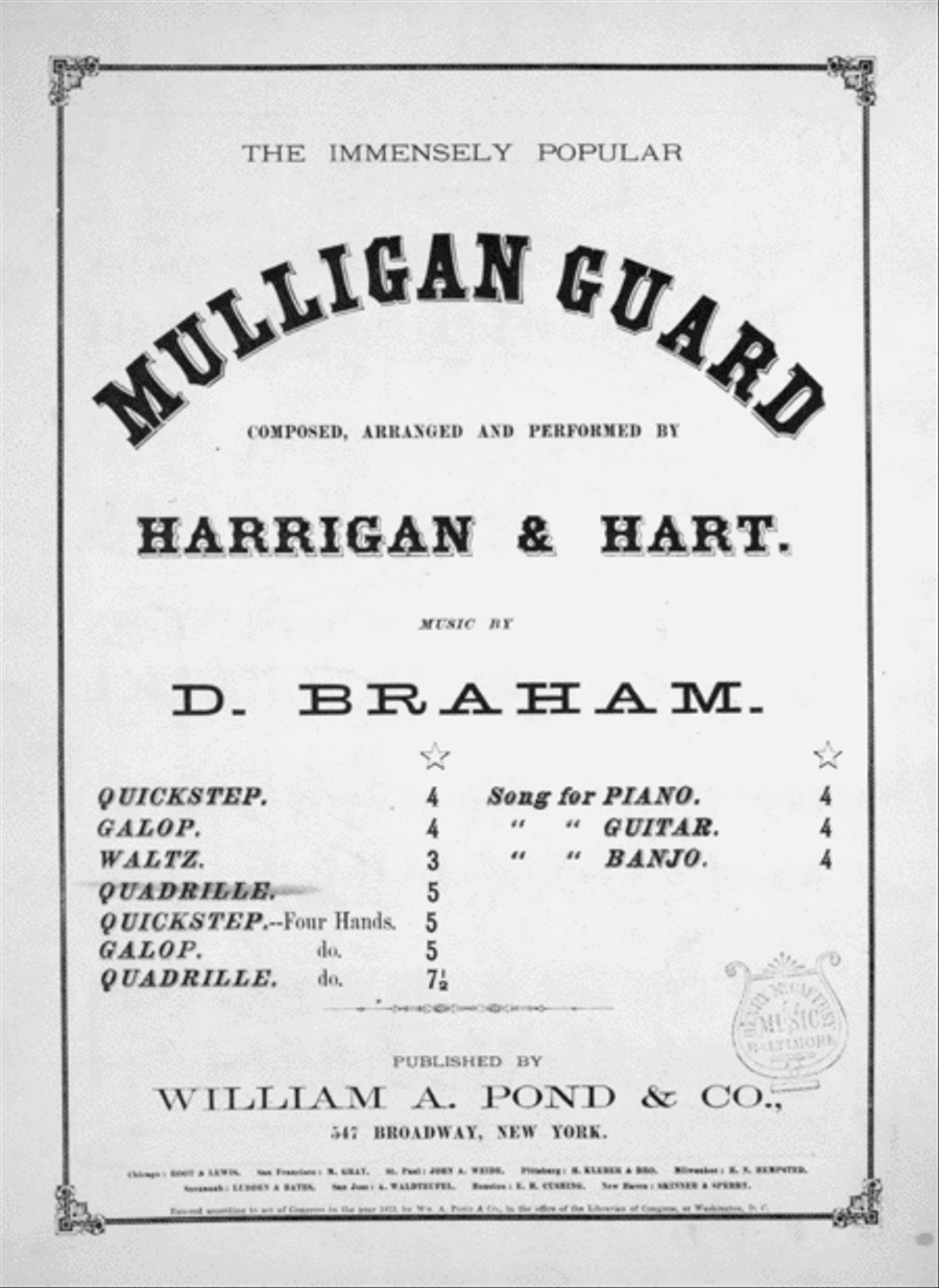 The Immensely Popular Mulligan Guard. Quadrille Piano Solo scores gallery preview page 1
