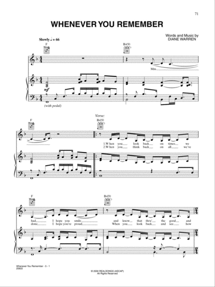 Whenever You Remember Piano, Vocal, Guitar scores gallery preview page 1