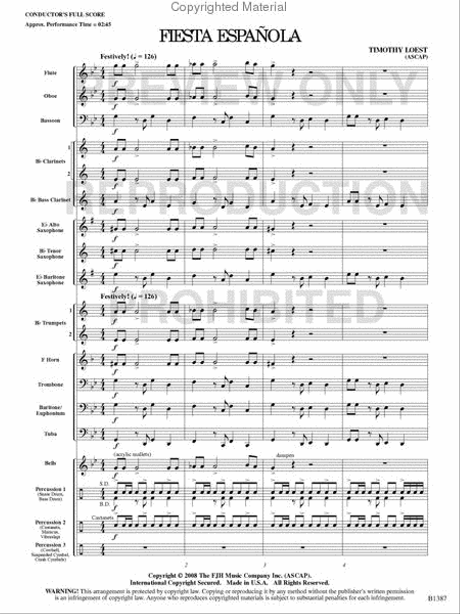 Fiesta Española Concert Band scores gallery preview page 2