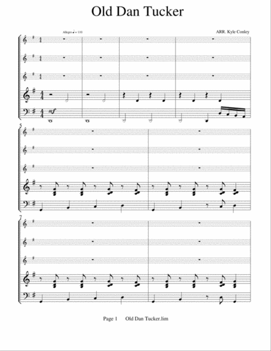 Old Dan Tucker SSA scores gallery preview page 1