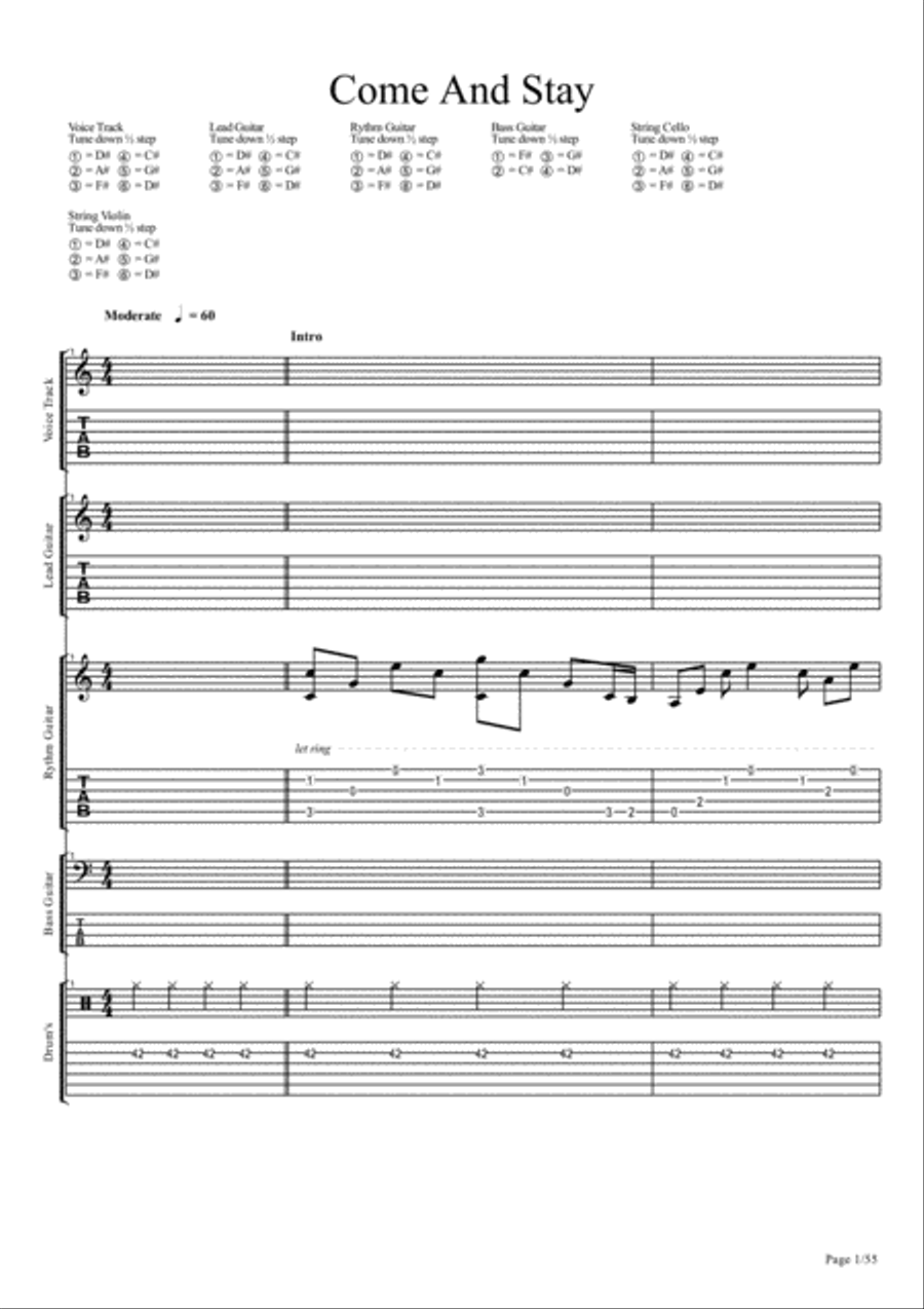 Come And Stay Electric Guitar scores gallery preview page 1