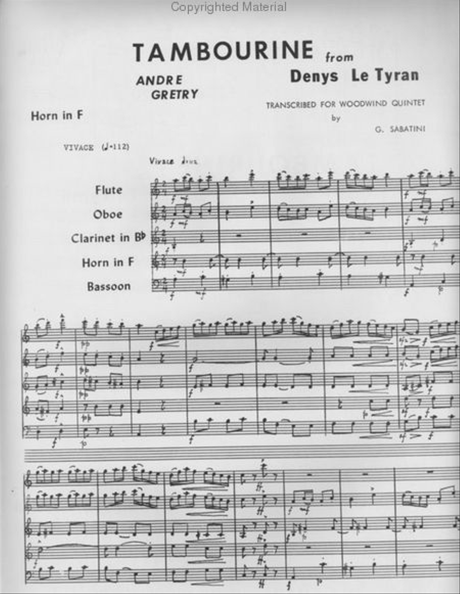 Tambourine (William Sabatini) Woodwind Quintet scores gallery preview page 2